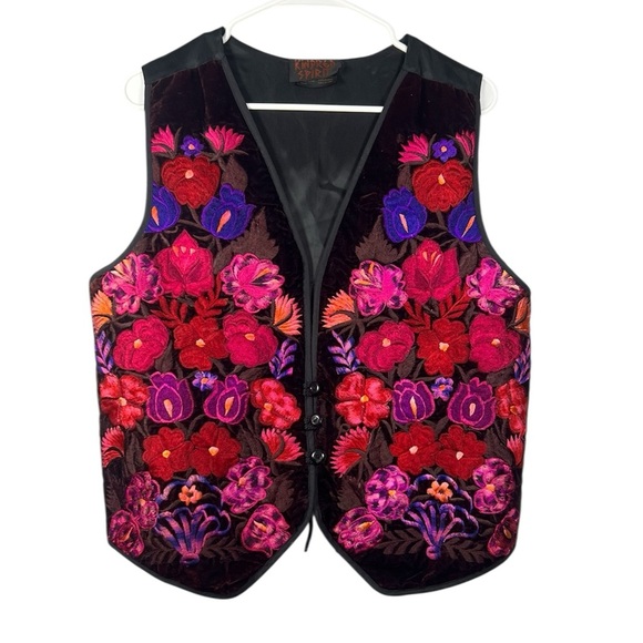 Kindred Spirit Flower Embroidered Vest Large - Picture 1 of 8